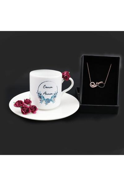 PİGADO Tasarım Canım Annem Fincan Annem Gümüş Kolye Anneler Günü Seti