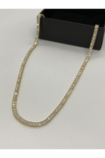 ÖZTUĞ AKSESUAR Su Yolu Zirkon Taşlı Ince Tasarım Kadın Çelik Kolye