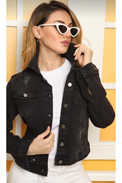 Moda Boliw Jachetă scurtă de blugi neagră