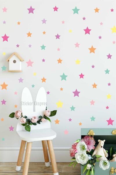 Sticker Ekspres 150 Adet Rengarenk Yıldızlar Çocuk Odası Sticker Seti