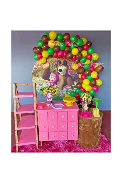 LOTUS PARTY 50 части - Комплект верижки с балони на тема Маша и Мечока (кафяв...