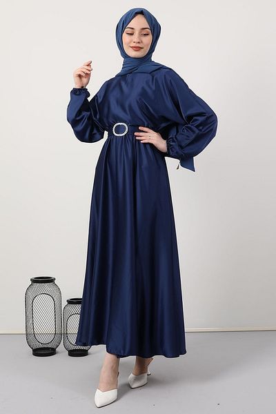 Giza Giyim Φόρεμα με μοτίβο αλυσίδας Navy Blue