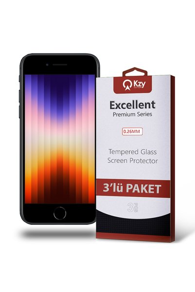 KZY İletişim Iphone Se 3 2022 Temperli Ekran Koruyucu Kırılmaz Cam Ekonomik 3...