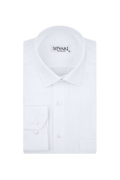 SÜVARİ Gm2025000183 Ανδρικό πουκάμισο Classic Collar Regular Fit Dobby White
