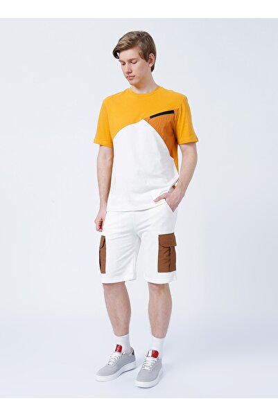 LİMON COMPANY Limon Muco Bağlamalı Standart Kalıp Düz Ekru Erkek Sweat Şort