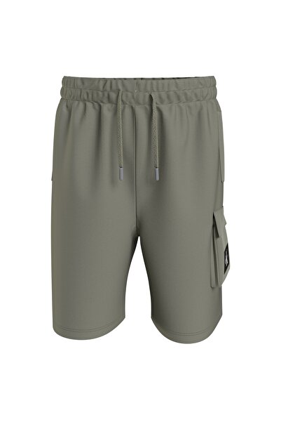 Calvin Klein Ib0ıb01182-badge Jogger Cargo Short Bağlamalı Rahat Kalıp Düz Koyu Yeşil Erkek Çocuk B