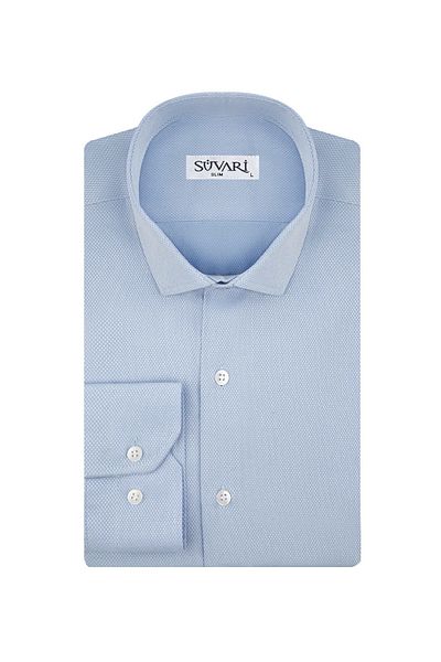 SÜVARİ Gm 2024700309   Cămașă pentru bărbați cu guler clasic, slim fit, albastru Dobby