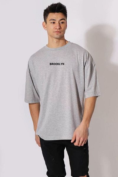 Buğraterzimoda Μπλούζα Unisex Oversize Brooklyn Γκρι