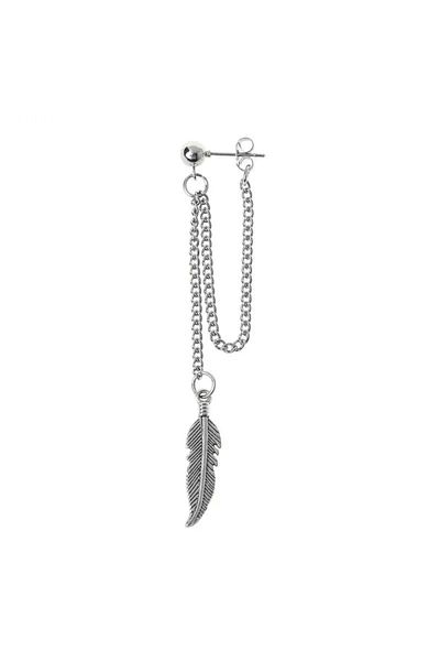 Köstebek Feathered Single Pendulum Earrings with Stainless Steel Chain