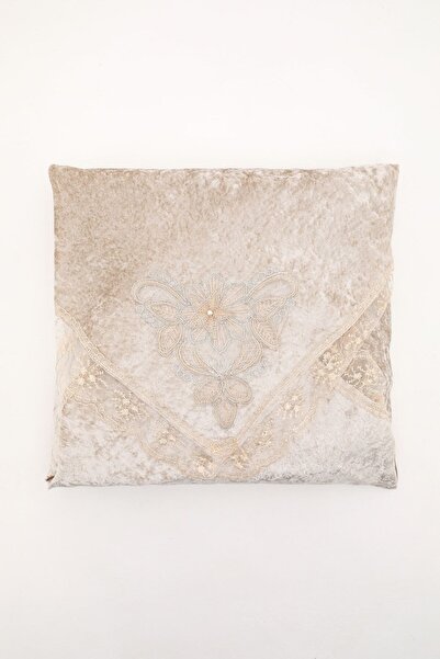 FAVORA Çeyizlik Fransız Dantelli Kadife Bohça - Vizon