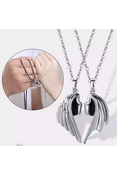 Köstebek Double Angel Devil Winged Double Necklace