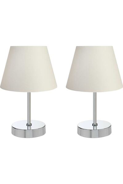 Emg DesiGn 2 Pieces Chrome Plated White Conical Lampshade Table Lamp