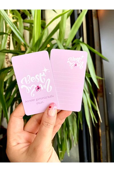 Hayal.kirtasiyesi Mother's Day Series Note Card 5x8 Cm 30 Pieces, Thank You Card, Business Card