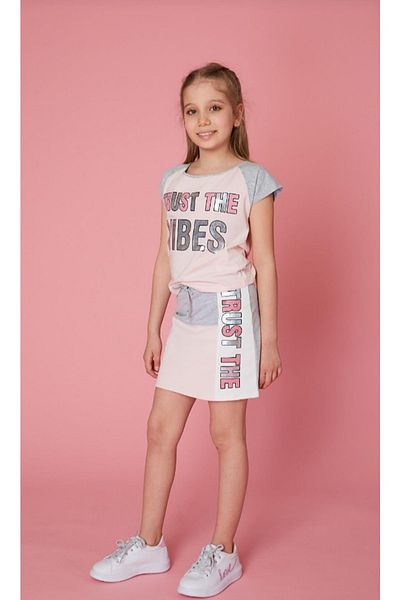 Little Star Girl's Combed Cotton Shiny Printed Suit