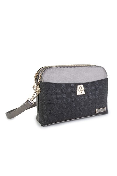 By Hakan Nas Bag-933 Поло з візерунком, сумочка через плече, жіноча сумочка, сіро-чорна