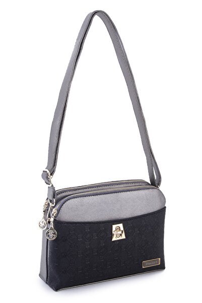 By Hakan Nas Bag-933 Поло з візерунком, сумочка через плече, жіноча сумочка, сіро-чорна