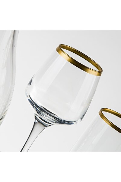 Panayır Home Lav Gold Gold Gilt Water - 13 Pieces of Glass Cutting Dowry Gift Presentation for 6 People