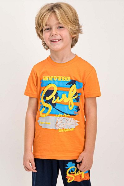 ROLY POLY Boy's Orange Rolypoly Surf Short Sleeve Pajamas Set