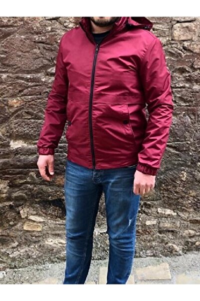 DYNAMO Erkek Kapüşonlu Yağmurluk & Baharlık Mont Bordo 8045