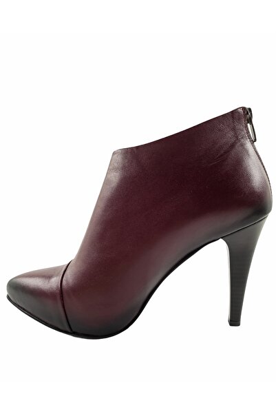 KARUMGESS Bordo Deri Ince Topuk Platformlu Bot