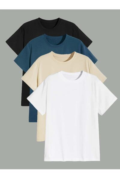 Deocept Tricou de bază oversize pentru bărbați - 4 bucăți