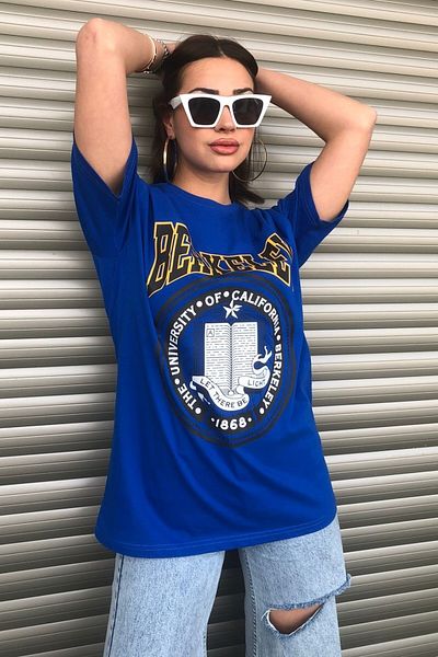 Machetta Γυναικείο μπλουζάκι Oversize Blue Berkeley με εμπριμέ λογότυπο