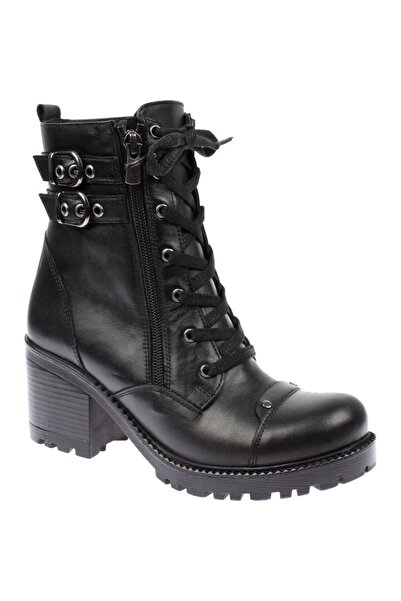 KARUMGESS Siyah Hakiki Deri Kadın Postal Bot