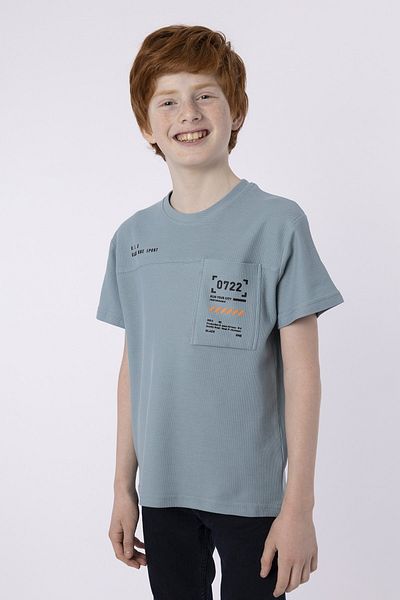 Black One Tricou de vară pentru băiat, 100% bumbac, țesătură ecologică, cu imprimeu anti-transpirație, cu detaliu de buzunar.