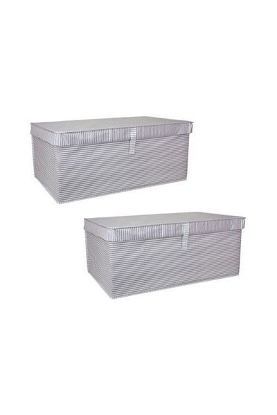 Milenay 2 Pieces - Multi-Purpose with Lid (Laundry-Storage-Organization Etc) Storage, Box 70x40x30 - Mega Plus Box - Gray