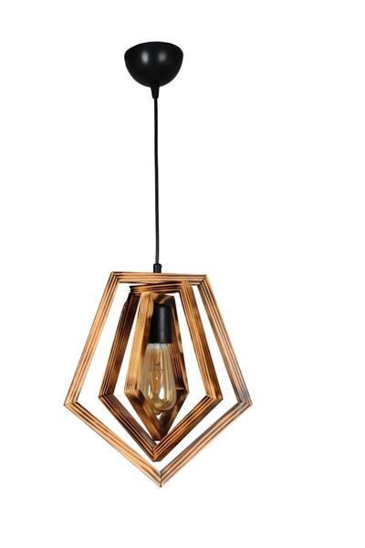 Zuhal Aydınlatma Su Damlası Tekli Ahşap Avize