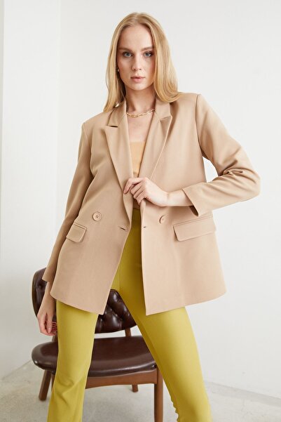 BY H Διπλό πέτο μπουφάν-μπεζ