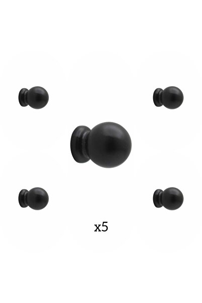 ARON 5 Adet Misket Düğme Kulp Mat Siyah Mobilya Vestiyer Çekmece Dolap Şifonyer Konsol Kulbu Tek Delik