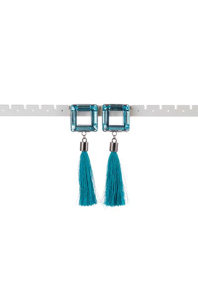 VS ACCESSORY Square Tassel Stone Earrings