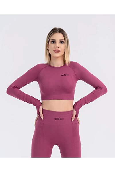 GYMXPRO Long Sleeve Seamless Cherry Sports Crop Top