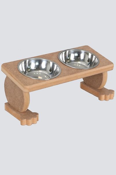 HobiMax Demounted Wooden 2 Cat Food and Water Bowls with Steel Bowl 3