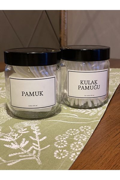 FBZhome Set of 2 Glass Ear Cotton And Cotton Jar