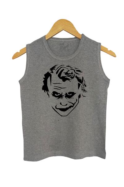 Raf Coll Dječji sivi melange Pleteno bez rukava T-shirt Joker Digitalna štamp...