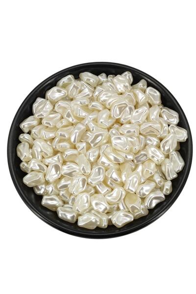 Selvi Konsept Şekilsiz Plastik Lüx Barok Inci Takı Boncuğu Krem 8.4x13.1 Mm 50 gr