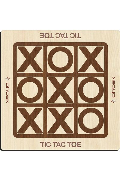 Ahtek Wooden Tic-tac-toe Strategy Game (tic-tac-toe, Xox, Oxo)