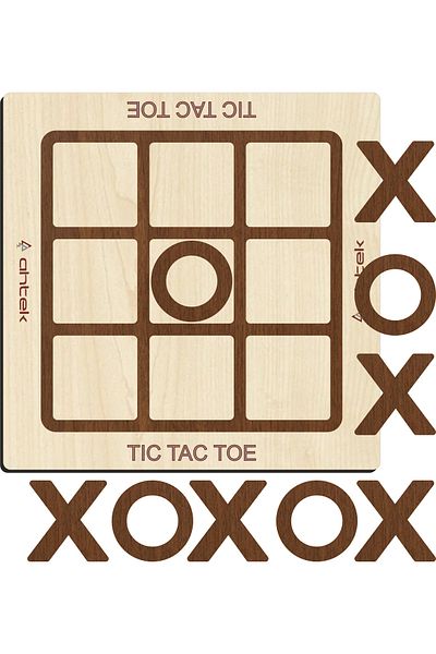 Ahtek Wooden Tic-tac-toe Strategy Game (tic-tac-toe, Xox, Oxo)