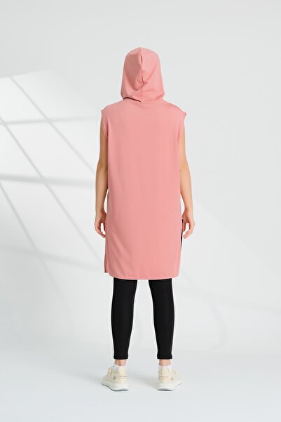 Emayo 4e Activewear Kapüşonlu Kolsuz Somon Tunik