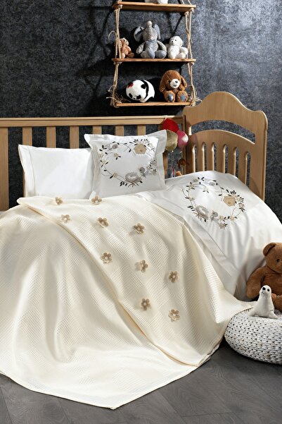 Minelya Home Collection 5 Parça %100 Pamuk, 3d Çiçek Ve Kuş Desenli Cemre Kre...