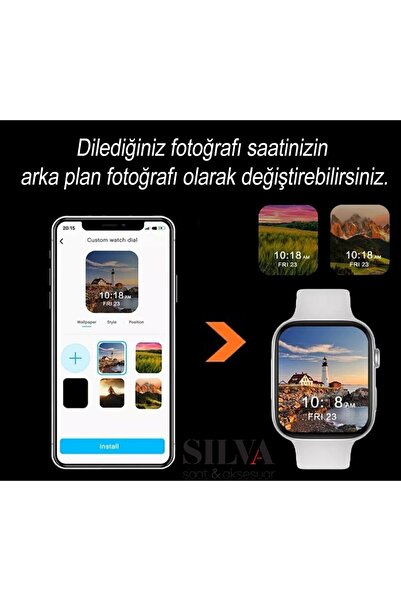 TECHNOMEN Mg-37 Watch 7 Akıllı Saat Kablosuz Şarj 2 Tuş Aktif Ios Android Tüm Telefonlara Uyumlu Arama Özel
