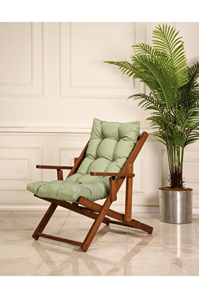 CMS SANDALYE Burma Renk Ahşap Dinlenme Koltuğu, Katlanır Şezlong, Minderli Tv...