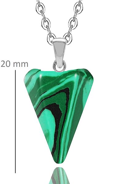 Tesbih Atölyesi Certified Natural Malachite Stone Natural Stone Pendulum Necklace