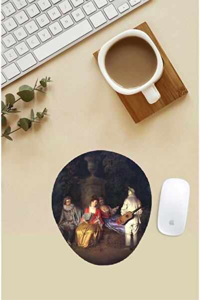 Gizeo Concept Antoine Watteau La Partie Carrée Mouse Pad cu model cu suport pentru încheietura mâinii