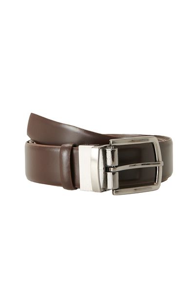 ALTINYILDIZ CLASSICS Ανδρική Καφέ Ζώνη Διπλής Όψης Casual 100% Γνήσιο Δέρμα χωρίς σχέδια