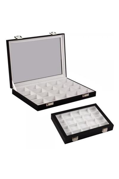 Dijital Çarşı صندوق مجوهرات مكون من 20 قطعة باللون الأسود والأبيض