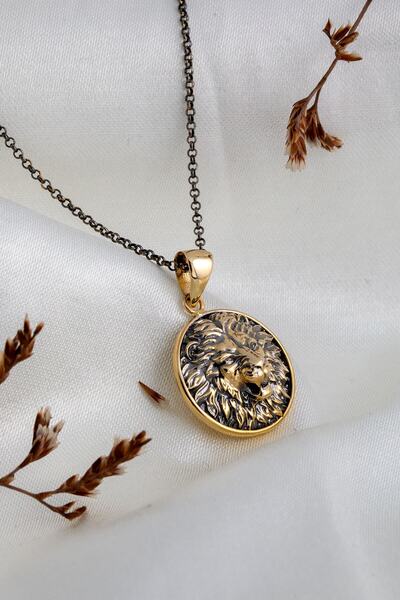 Uşaklıhafız 1945 14 Ayar Altın El Yapımı Aslan Figürlü Tasarım Kolye