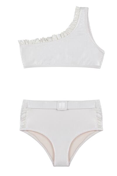 AQUELLA Дитячий яскравий бікіні-комплект з одним плечем і рюшами